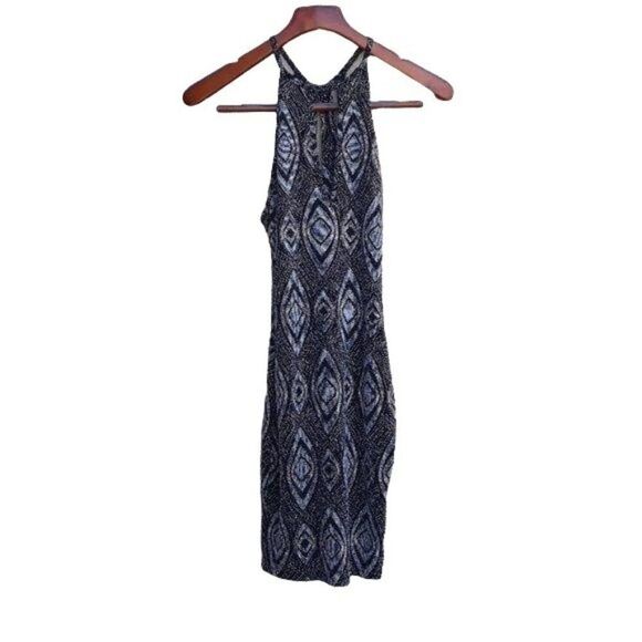 Iris Dress Choker Bodycon Peekaboo Deep V Cutout Back Metallic Geo Black Sz M - Picture 5 of 8